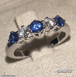 ANELLO FEDINA ORO 18kt. DIAMANTI E ZAFFIRI BLU