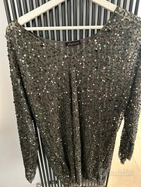 Blusa verde tulle e paillettes