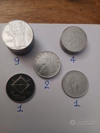 28 monete da 100 e 50 lire soggetti vari