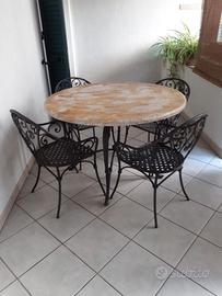 set giardino in ghisa e pietra con 4 sedie
