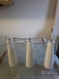 Lampadario Sospensione 3 Luci Vetro e Cromo