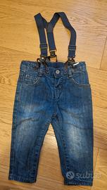 Jeans Prenatal con bretelle 9-12 mesi