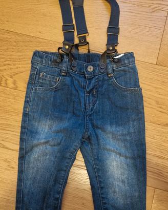 Jeans Prenatal con bretelle 9-12 mesi