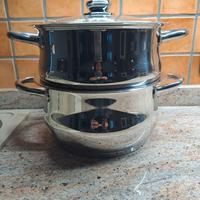 Casseruola con vaporiera in acciaio