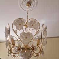 Lampadario e abat jour in vetro e Swarovski 