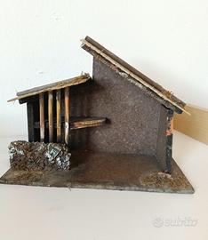 Capanna presepe Natale compensato e legno, vintage