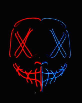 Maschera LED "The Purge" Bicolore – NUOVA con Scat