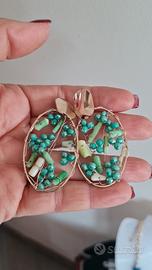 orecchini verde acqua con perline