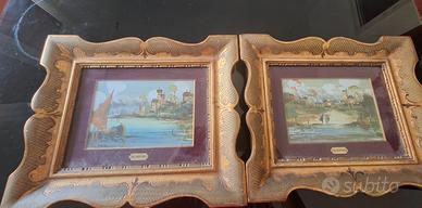 Coppia Quadri Vintage Franco De Martino - Olio su