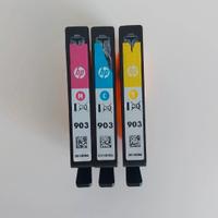 Cartucce originali HP nuove ciano, magenta e giall