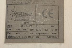 Gruppo elettrogeno STARPOWER KVA 450