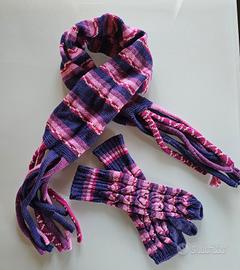 Set: Sciarpa di lana con Frange e Scaldabraccia a 