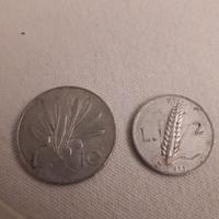Monete Repubblica italiana da 2 e 10 lire