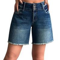 Shorts in denim a vita alta da donna