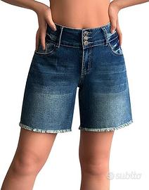 Shorts in denim a vita alta da donna