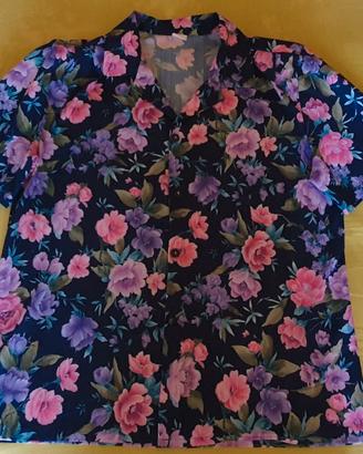 Camicia poliestere scura a fiori