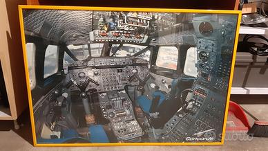 Stampa Concorde cabina pilotaggio cornice gialla