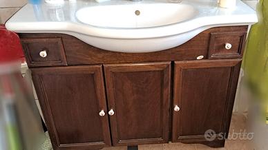 Mobile bagno legno  arte povera con specchiera 