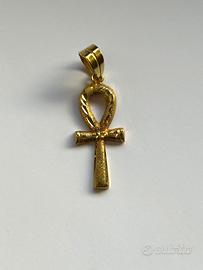Ciondolo in oro giallo 18 kt 750 Croce della vita
