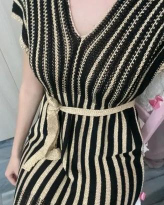 Vestito donna nero e oro lurex 