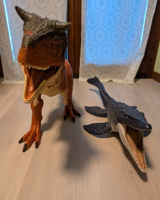Carnotauro e Mosasauro giganti Mattel