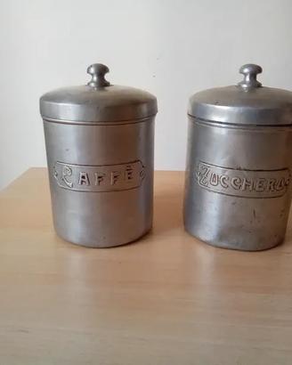 Barattoli Caffé e Zucchero in alluminio anni '60