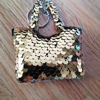 Portachiavi Borsa paillettes color oro