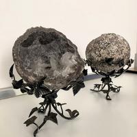 Intero geode di quarzo-coppia speculare e supporti