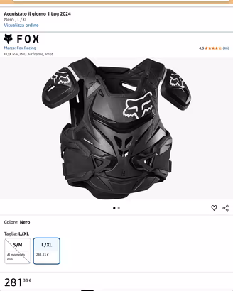 Pettorina e gomitiere fox usate a meta prezzo