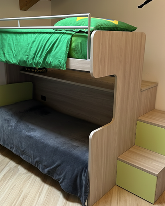 Letto a castello ZALF Mobili con scala contenitore