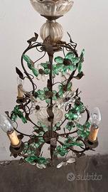 Lampadario con inserti in vetro