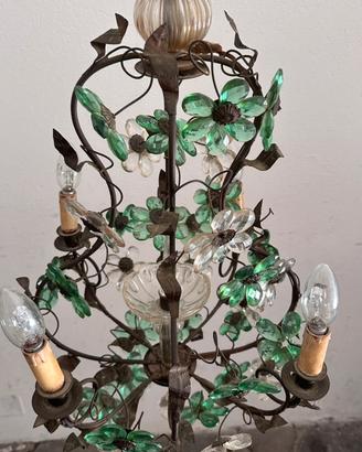 Lampadario con inserti in vetro