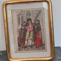 Coppia Stampe Antiche  Personaggi in Costume