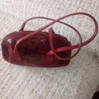 borsa in pelle bordeaux manici e tracolla