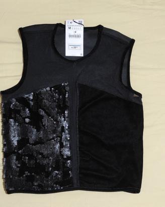 Top in velluto e paillettes 