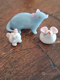 Set 3 topolini in vetro