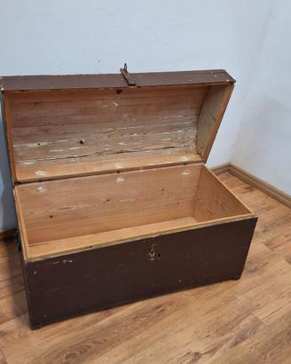 Baule Cassapanca Antica con Coperchio a Botte - Fi