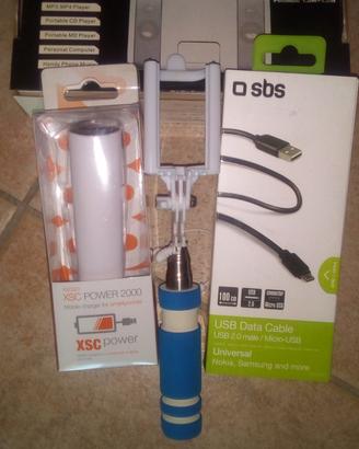 Casse portatili-selfie stick-power bank-cavo dati