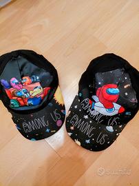 2 cappellini Among Us con visiera bambini