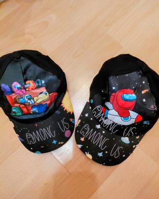 2 cappellini Among Us con visiera bambini