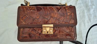 Borsa anni 70/80 pelle patchwork retro
