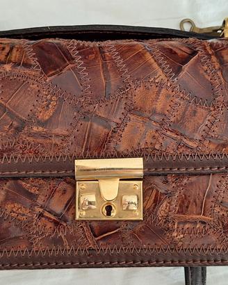 Borsa anni 70/80 pelle patchwork retro