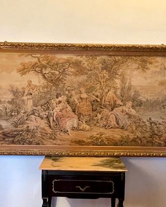 Grande arazzo con cornice dorata stile Aubusson