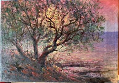 PREGEVOLE PAESAGGIO OLIO SU TELA 35X50 CONTROLUCE