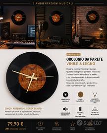 orologio da parete legno e vinile 30 cm