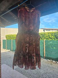Vestito S marrone chiaro con fiori