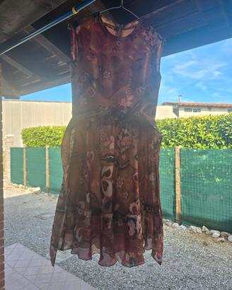 Vestito S marrone chiaro con fiori