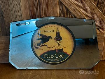 Antico specchio pubblicitario molato Old Cro