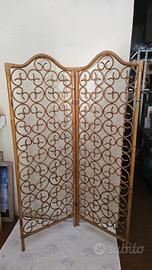 Paravento separé in vimini e bambù vintage