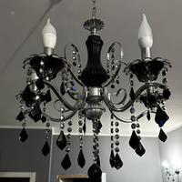 Lampadario 5 Braccia in vetro Nero stile  Barocco